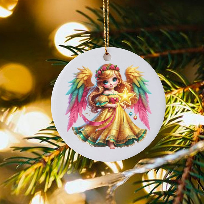 Christmas Angel Tree Ornament, Adorable Angel Ornament, Fairy Tale Holiday Ornament, Ceramic Angel Keepsake, Adorable Xmas Present for Kids