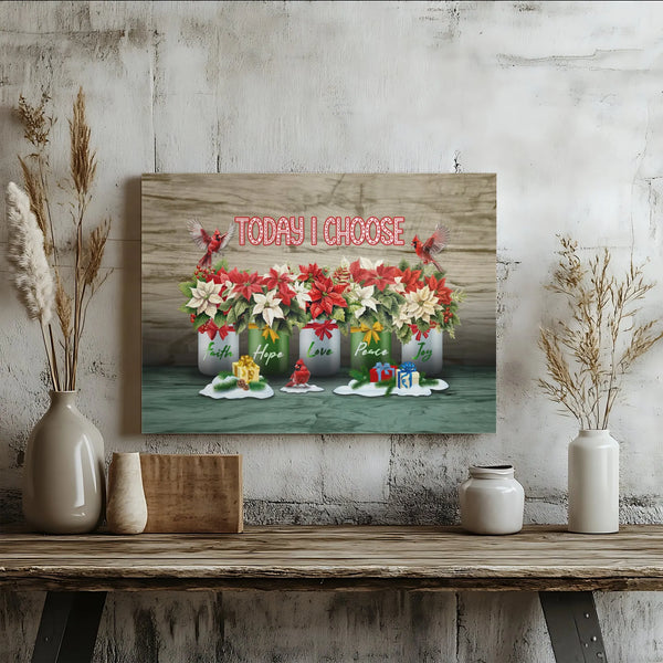 Christian Christmas Canvas Print, Faith Hope Love Peace Joy Canvas Wall Art, Holiday Scripture Canvas, Religious Xmas Wall Ar