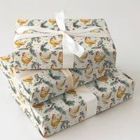 Farmhouse Rooster Holiday Gift Wrap, Christmas Chicken Wrapping Paper, Rustic Country Pine Present Wrap, Hen Barnyard Holiday Present Paper