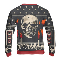 Flames Ugly Christmas Sweatshirt, Gothic Skull Sweatshirt, Dark Aesthetic Holiday Sweatshirt, Goth Winter Pullover Sweater, Xmas Present