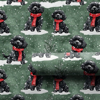 Festive Holiday Dog Wrapping Paper, Black Poodle Christmas Wrapping Paper, Winter Scarf Puppy Gift Wrap, Dog Gift Wrap, Dog Lover Xmas Present