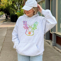 Neon Coquette Bow Sweatshirt, Adorable Reindeer Christmas Hoodie, Preppy Winter Reindeer Pullover, Festive Holiday Graphic Hooded Sweater Present