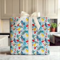 Pine Branch Holly Holiday Gift Wrap, Watercolor Christmas Ornament Wrapping Paper, Botanical Xmas Wrapping Paper, Seasonal Gift Wrap Roll
