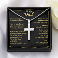 Religious Stainless Steel Cross Pendant, Cross Necklace for Dad, Sentimental Message Card Necklace, Birthday Christmas Present from Daughter