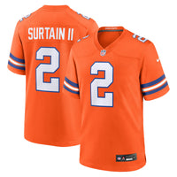 Denver Broncos Patrick Surtain II Orange Mile High Collection 1977 Throwback Player Game Jersey