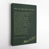 Festive Holiday Wall Art, Twas the Night Before Christmas Poem Canvas, Christmas Poem Canvas Print, Vintage Holiday Home Decor Canvas