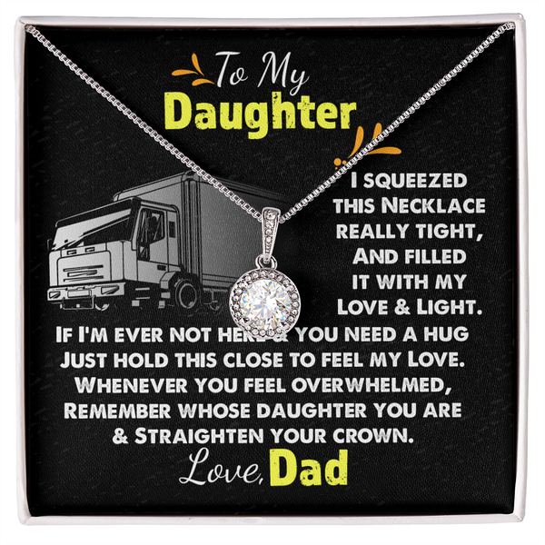 Trucker Dad Message Card Necklace, To My Daughter Necklace, White Gold Pendant, Sentimental Daughter Jewelry, Birthday Christ