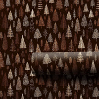 Hand-Drawn Winter Gift Wrap, Rustic Pine Tree Forest Wrapping Paper, Evergreen Tree Wrapping Paper Roll, Comfy Woodland Christmas Wrap