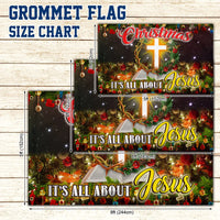 Christian Cross Nativity Flag, It's All About Jesus Christmas House Flag, Double Sided Holiday Garden Flag, Religious Xmas Decor