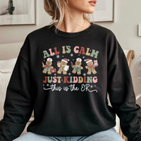 Humorous Nurse Christmas Sweatshirt, All is Calm Just Kidding ER Sweatshirt, Gingerbread ER Crewneck, Holiday Medical Pullover Sweatshirt