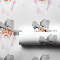Western Christmas Gift Wrap, Cowboy Santa Wrapping Paper, Watercolor Rustic Country Santa Wrapping Paper, Holiday Rodeo Gift Wrap Roll