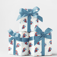 Winter Ocean Holiday Wrapping Paper, Christmas Dolphin Gift Wrapping Paper, Adorable Marine Animal Gift Wrapping Paper, Kids Present Wrap