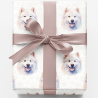 Winter Snowflake Gift Wrap, Samoyed Dog Wrapping Paper, Holiday Puppy Wrapping Paper, Snowfall Dog Gift Wrap, Christmas Dog Lover Gift Wrap