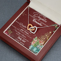 Two-Tone CZ Heart Necklace in Surgical Steel, Interlocking Heart Necklace for Daughter, Meaningful Christmas Jewelry Present from Mom