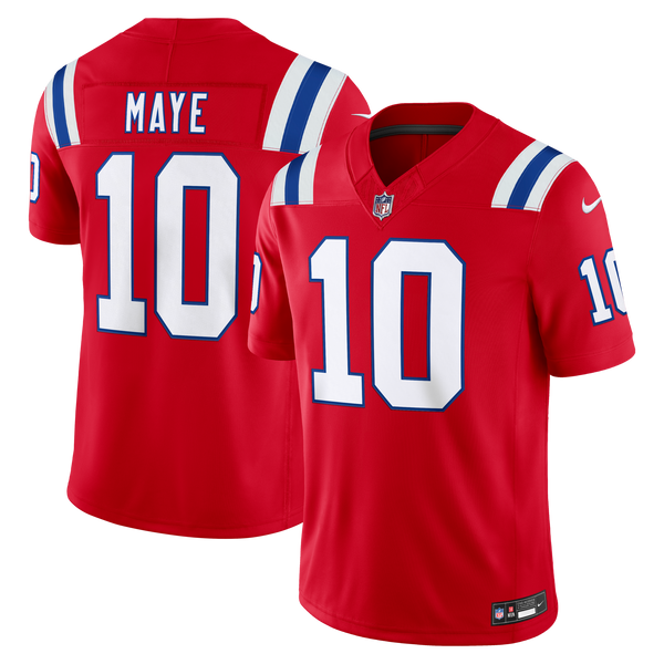 New England Patriots Drake Maye Red Alternate Stitched Limited Jersey