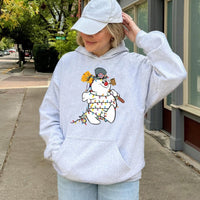 Festive Holiday Sweatshirt, Snowman Christmas Lights Hoodie, Adorable Winter Snowman Hooded Pullover, Xmas Graphic Sweater, Comfy Winter Present