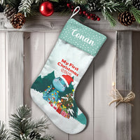 Personalized Dino Stocking, My First Christmas 2025 Baby Dinosaur Stocking, Custom Newborn Holiday Stocking, Baby First Christmas Stocking
