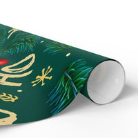 Christmas Tree Branch Gift Wrap, Ho Ho Ho Pine Needle Wrapping Paper, Rustic Holiday Wrapping Paper Roll, Winter Xmas Present Packaging
