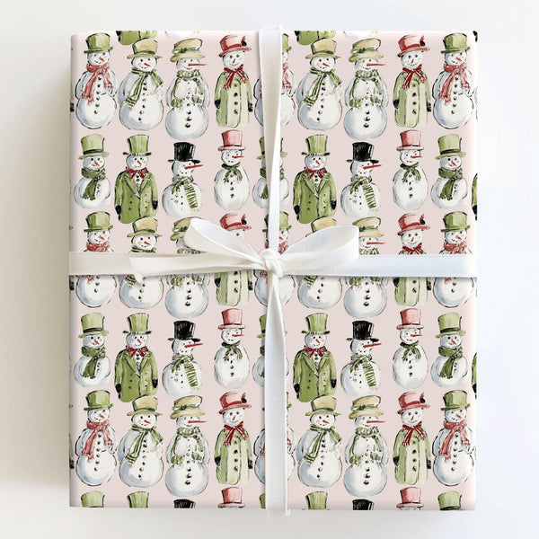 Festive Snowman Holiday Gift Wrap, Watercolor Snowman Wrapping Paper, 90 GSM Winter Christmas Present Paper, Holiday Present 