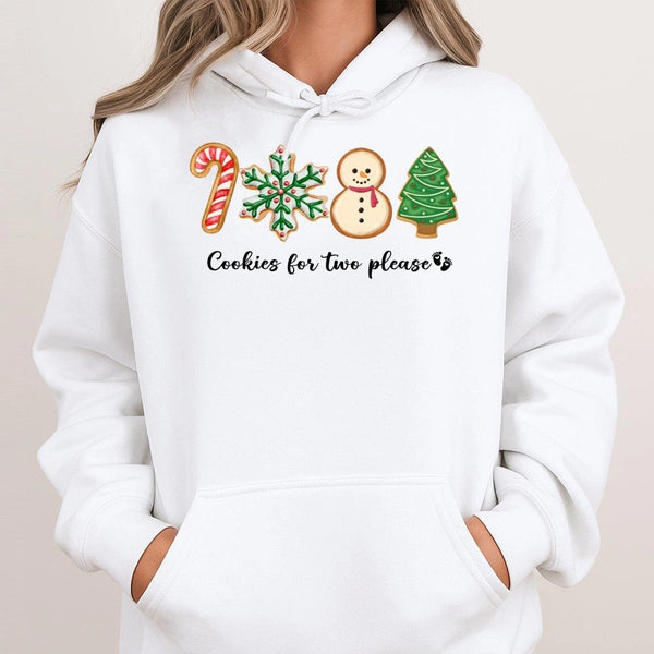 Gingerbread Christmas Pregnancy Announcement Hoodie, Cookies for Two Please Hoodie, Adorable Holiday Expecting Mom Hoodie, Wi