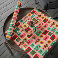 Vintage Postage Stamp Gift Wrap, Retro Christmas Stamp Wrapping Paper, Holiday Stamp Gift Wrapping Paper, Classic Christmas Wrapping Paper
