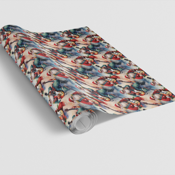 Guitar Santa Gift Wrap, Rocking Santa Wrapping Paper, Rock and Roll Christmas Wrapping Paper, Musician Xmas Gift Wrap, Holida