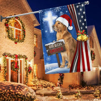 God Bless America Lawn Flag, Golden Retriever Christmas Garden Flag, Patriotic Holiday Yard Flag, Christian Cross Outdoor Flag
