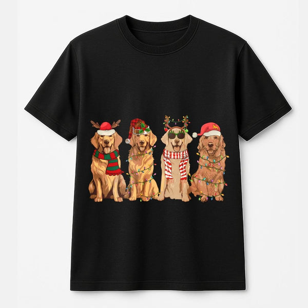 Adorable Holiday Dog Mom Shirt, Golden Retriever Christmas T-Shirt, Festive Dog Lover Graphic Tee, Retro Xmas Animal Tee, Pet