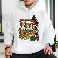 Puppies in Gift Box Hoodie, Beagle Christmas Hoodie, Adorable Beagle Dog Sweatshirt, Christmas Pet Lover Hoodie, Winter Dog Holiday Apparel