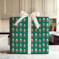 Athletic Santa Gift Wrap, Basketball Santa Christmas Wrapping Paper, Green Sports Wrapping Paper, Holiday Athlete Present Wrapping Paper