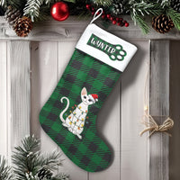 Buffalo Plaid Cat Stocking, Personalized Cat Christmas Stocking, Custom Name Pet Stocking, Holiday Decor Stocking, Pet Lover Xmas Present