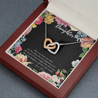Interlocking Heart Necklace, To My Daughter Heart Necklace, Sentimental Love Necklace, Christmas Present from Mom, Birthday Keepsake Jewelry
