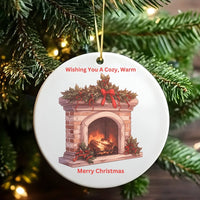 Holiday Hearth Tree Ornament, Comfy Christmas Fireplace Ornament, Ceramic Christmas Ornament, Winter Home Decor Present for Family