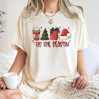 Festive Holiday Tree Graphic Tee, Tis the Season Christmas T-Shirt, Adorable Christmas Coffee Shirt, Winter Holiday Womens Tee
