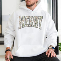 Varsity Letter Camo Hoodie, Merry Christmas Camo Hoodie, Camo Holiday Graphic Sweatshirt, Camouflage Christmas Pullover, Winter Holiday Present