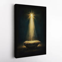 Bethlehem Star Holy Light Christmas Print, Nativity Manger Canvas Wall Art, Religious Christian Wall Decor, Digital Download