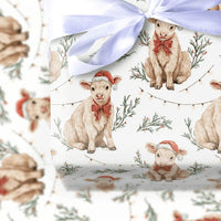 Farmhouse Calf Gift Wrap, Baby Cow Christmas Wrapping Paper, Rustic Cow Wrapping Paper, Holiday Country Gift Wrap, Xmas Present Roll