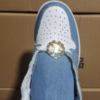 High Top Sneakers, Blue White Colorway, Lace Up Design, Casual Gift for Sneaker Fans