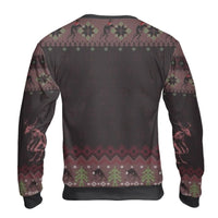 Spooky Cryptid Holiday Sweater, Wendigo Ugly Christmas Sweater, Gothic Horror Crewneck Sweatshirt, Folk Monster Graphic Winter Sweater