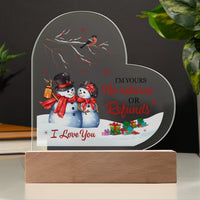 I Love You LED Heart Plaque, Snowman Couple Heart Plaque, Acrylic Christmas Heart Plaque, Holiday Couple Desk Light, Romantic Xmas Keepsake