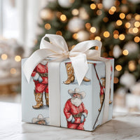 Western Christmas Gift Wrap, Cowboy Santa Wrapping Paper, Country Holiday Wrapping Paper, Rustic Santa Claus Gift Wrap Roll for Presents