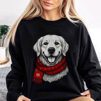 Adorable Dog in Scarf Sweatshirt, Golden Retriever Christmas Sweatshirt, Retro Holiday Puppy Crewneck, Dog Lover Xmas Sweater