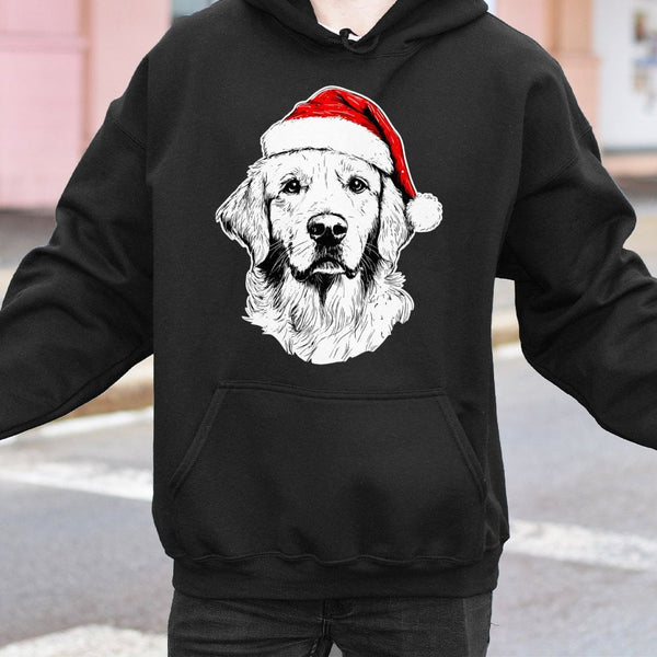 Santa Hat Dog Christmas Hoodie, Golden Retriever Christmas Hoodie, Adorable Pet Lover Christmas Hoodie, Holiday Dog Graphic P