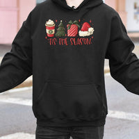 Festive Christmas Graphic Sweatshirt, Tis the Season Hoodie, Adorable Holiday Season Pullover, Winter Xmas Hooded Sweater, Christmas Present