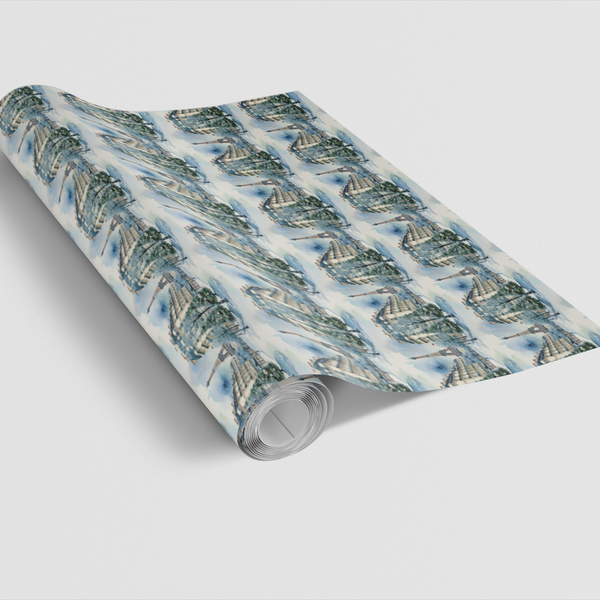 Winter City of Lights Gift Wrap, Paris Eiffel Tower Christmas Wrapping Paper, Romantic French Holiday Present Paper, Travel L