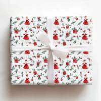 Vintage Christmas Gift Wrap, Mrs Claus Wrapping Paper, Watercolor Holiday Wrapping Paper, Retro Mrs Claus Gift Wrap, Xmas Present Paper