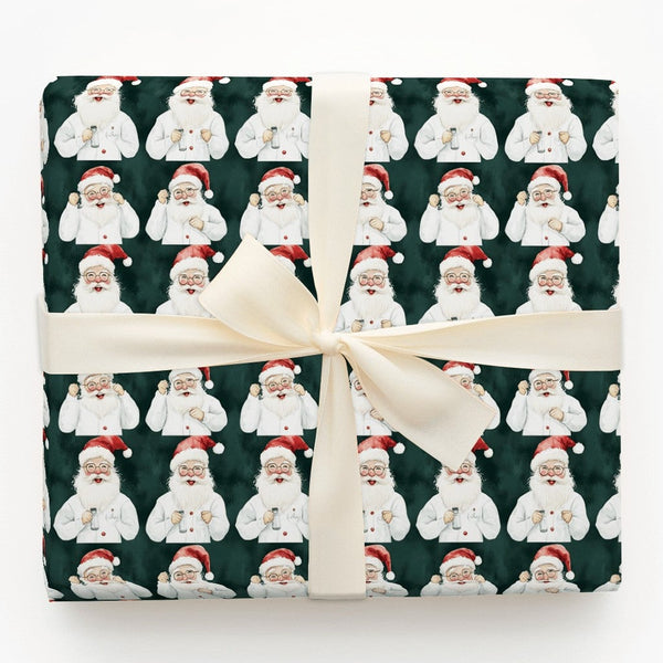 Lab Coat Scientist Christmas Gift Wrap, Doctor Santa Wrapping Paper, Medical Nurse Holiday Present Paper, Science Xmas Wrappi