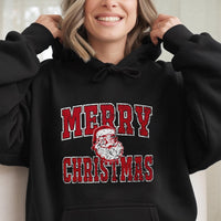 Vintage Distressed Santa Hooded Sweatshirt, Merry Christmas Santa Hoodie, Retro Christmas Hoodie, Adorable Holiday Pullover, Xmas Present Hoodie