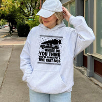 SUV Christmas Tree Sweatshirt, Humorous Christmas Hoodie, Humorous Winter Holiday Hoodie, Retro Xmas Graphic Pullover, Present for Men Women