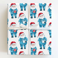 Nurse Scrubs Christmas Gift Wrap, Doctor Santa Wrapping Paper, Watercolor Medical Santa Wrapping Paper, Healthcare Worker Holiday Gift Wrap